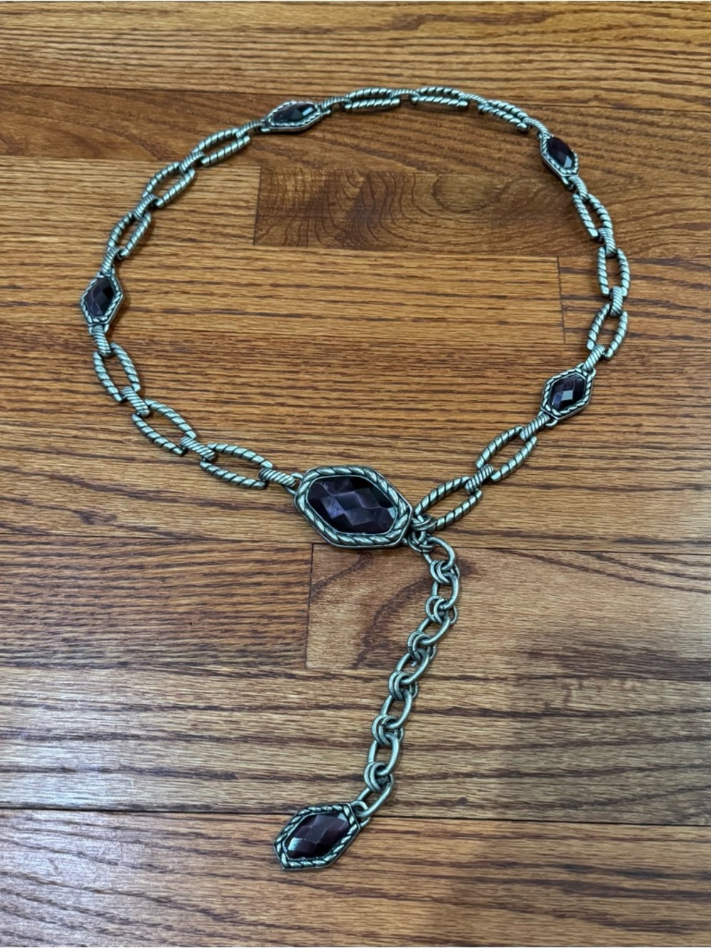 Brushed silver with Deep Purple Faceted Stones belt